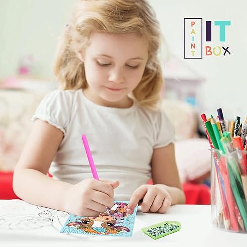 Miniatura 4 de Paquete de 6 kits de pintura de diamantes de dibujos animados 5D para principiantes, lindos animales, kit de arte de diamantes de bricolaje, taladro