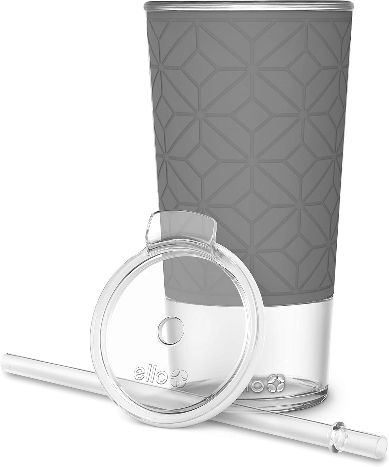 Ello Tidal Glass Tumbler with Straw, 20 oz, Blue Sky Texture : Home & Kitchen