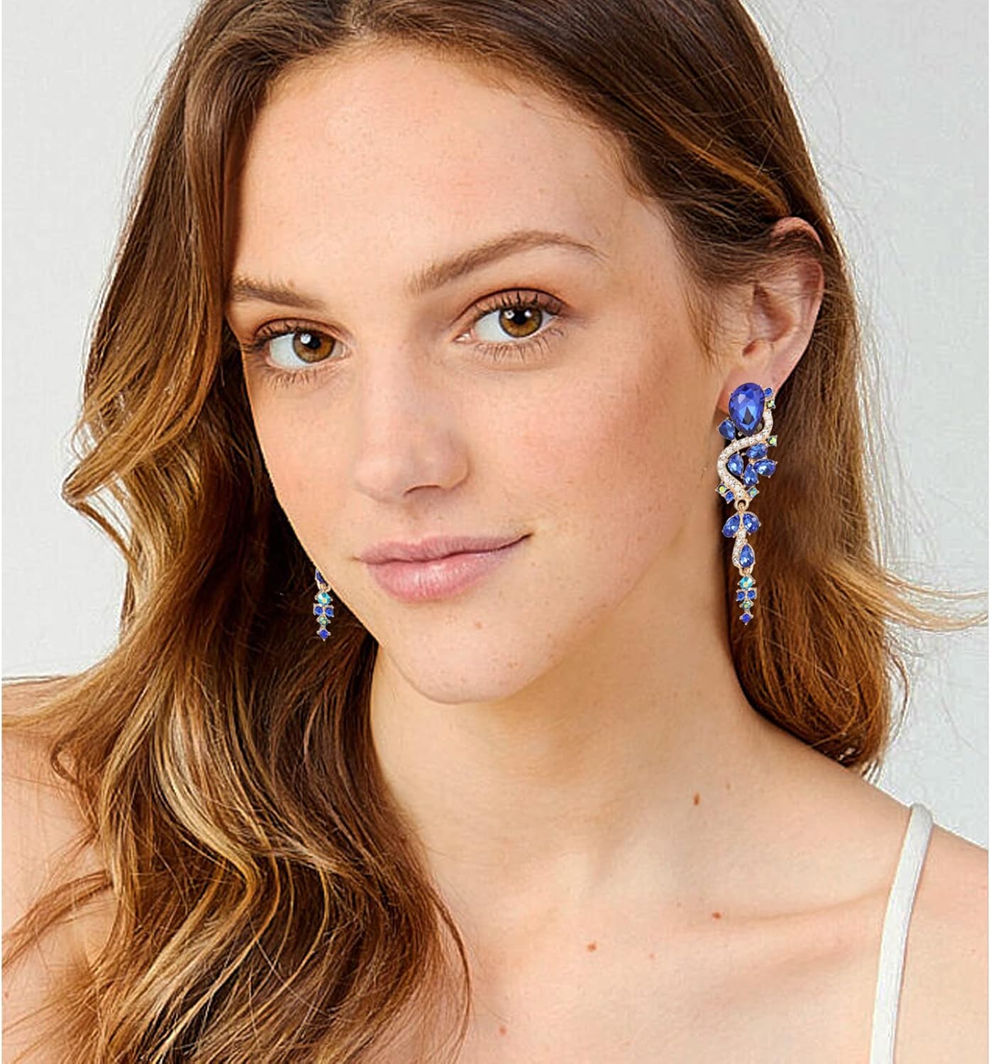 Fashion Rhinestone Statement Drop Dangle Earrings Long Colorful Crystal Bridal Wedding Teardrop Chandelier Earrings for Women Prom Pageant - Image 8