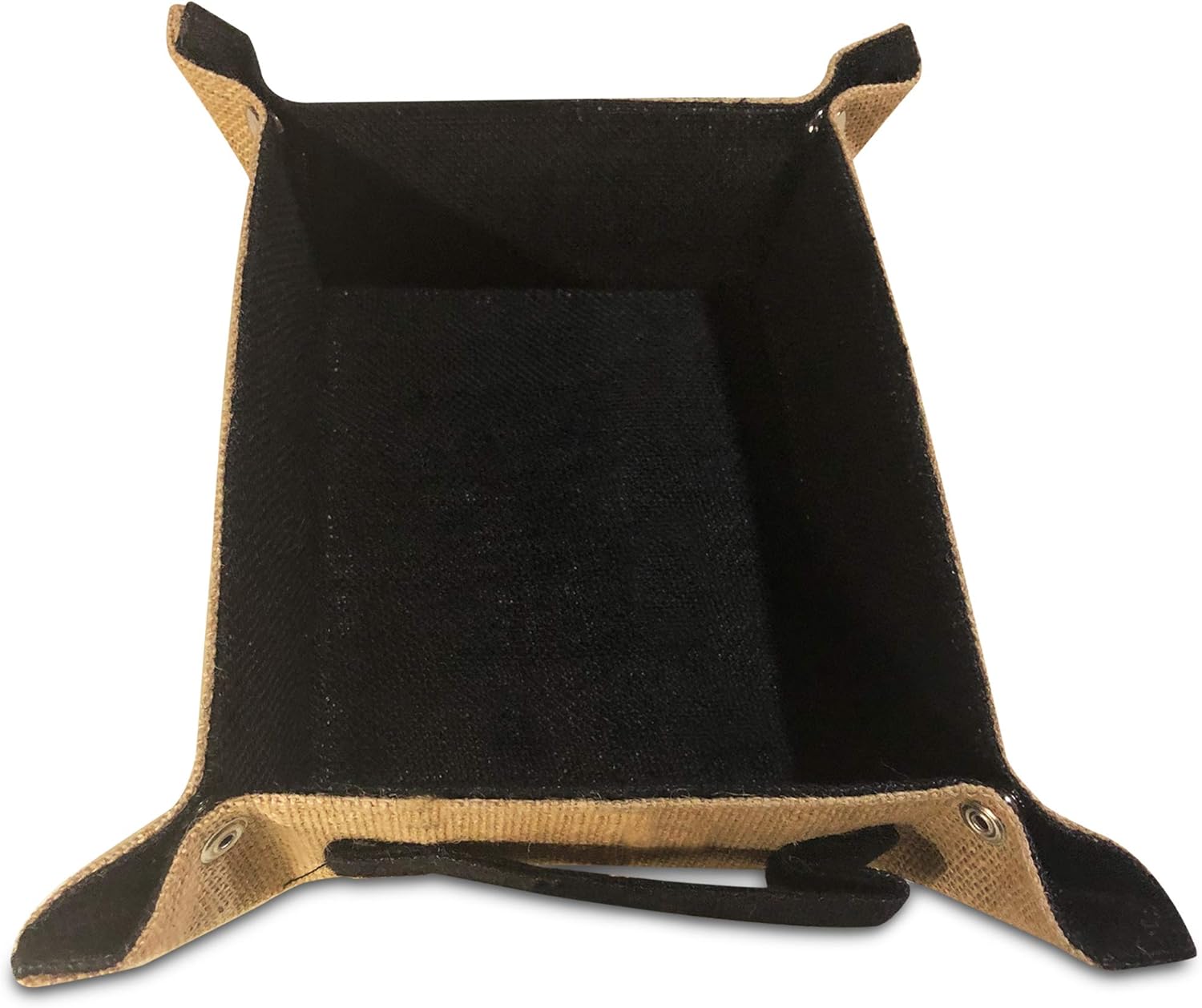 Ancient Wisdom Jute Natural Snap Tray with Handle/Spa Tray/Gift Tray/Valet Tray/Square Tray/Shallow Tray Basket (Black)