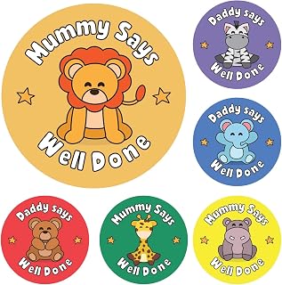 144 Mummy & Daddy Says Well Done Reward Stickers For Children, Teachers & Parents - Colourful, Easy Peel Stickers With Strong Adhesive Glue [144 30mm Stickers]
