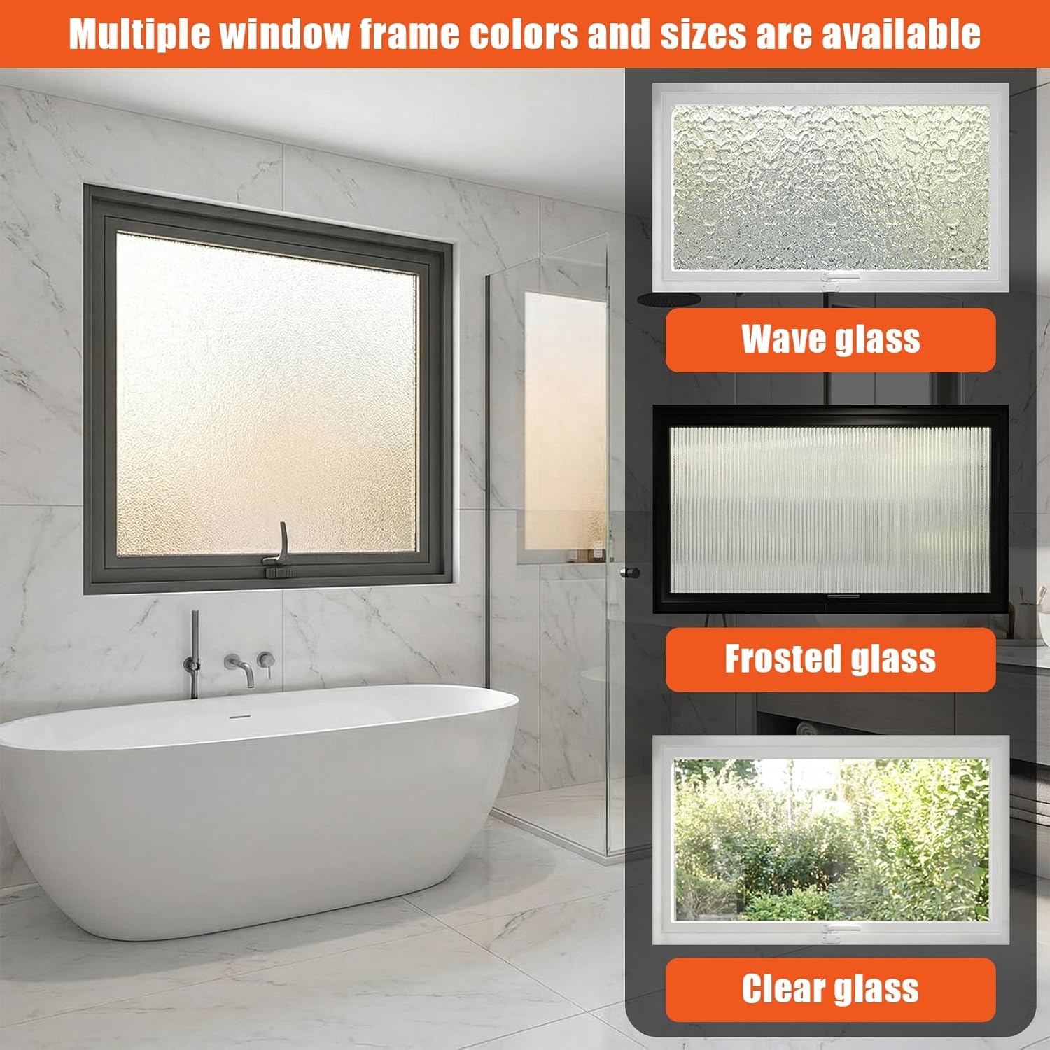 Windows for Houses, 360° Rotation Sliding Window, Tempered Glass Ventilated Window with Handle, Rotating Ventilated Windows for Bathroom Warehouse Basement(Black - Wave Glass,W 22 x H 17 in)