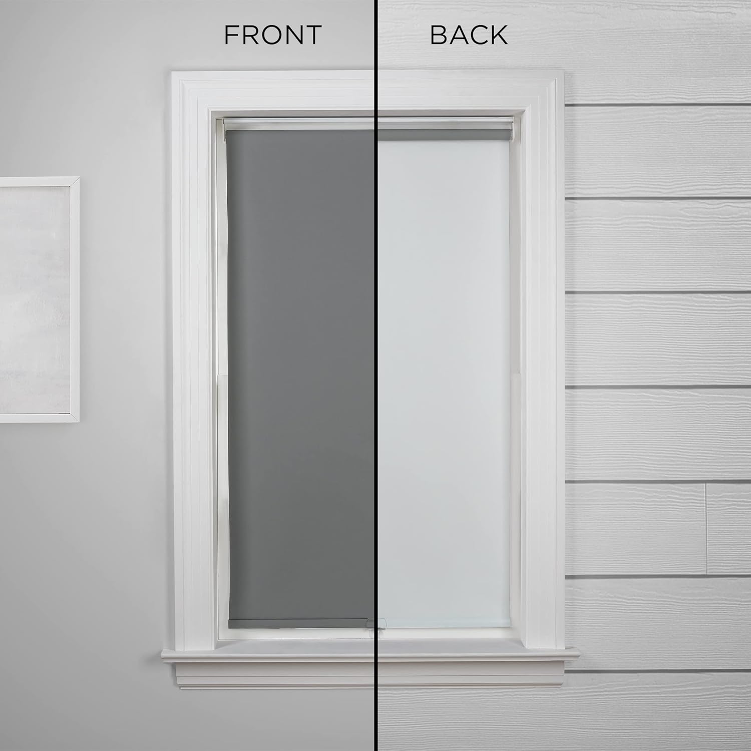 ECLIPSE Arbor Total Privacy Blackout Cordless Window Roller Shade for Living Room, 34 in x 72 in, Grey