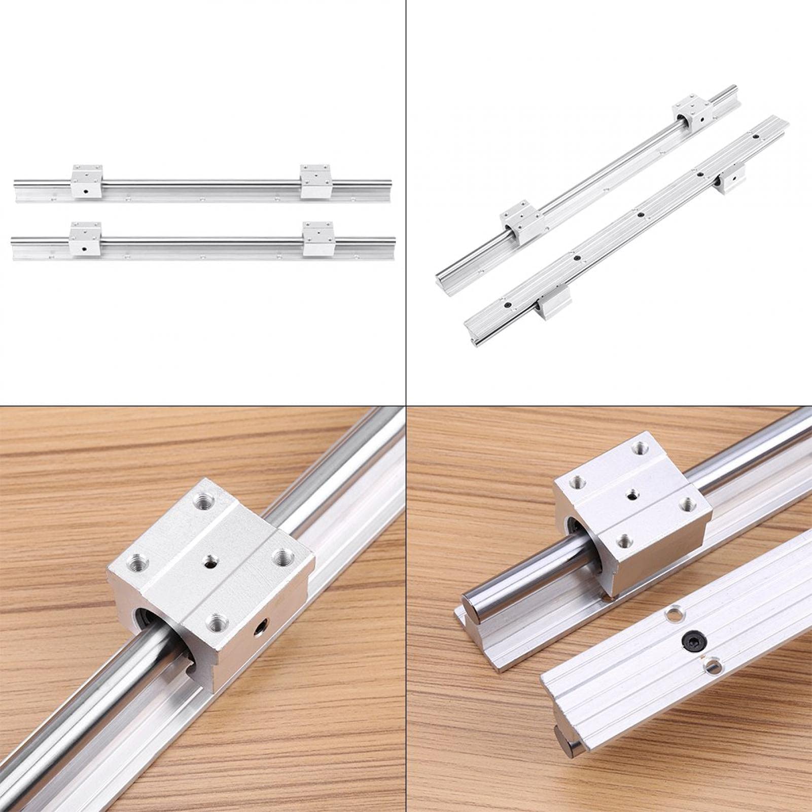 Guide linéaire, arbre de guidage sur rail, 2 pièces SBR12-500mm 12 MM arbre de guidage de glissière sur rail à roulement linéaire + 4 pièces SBR12UU blocs pour robot, calculatrice, enregistreur automa
