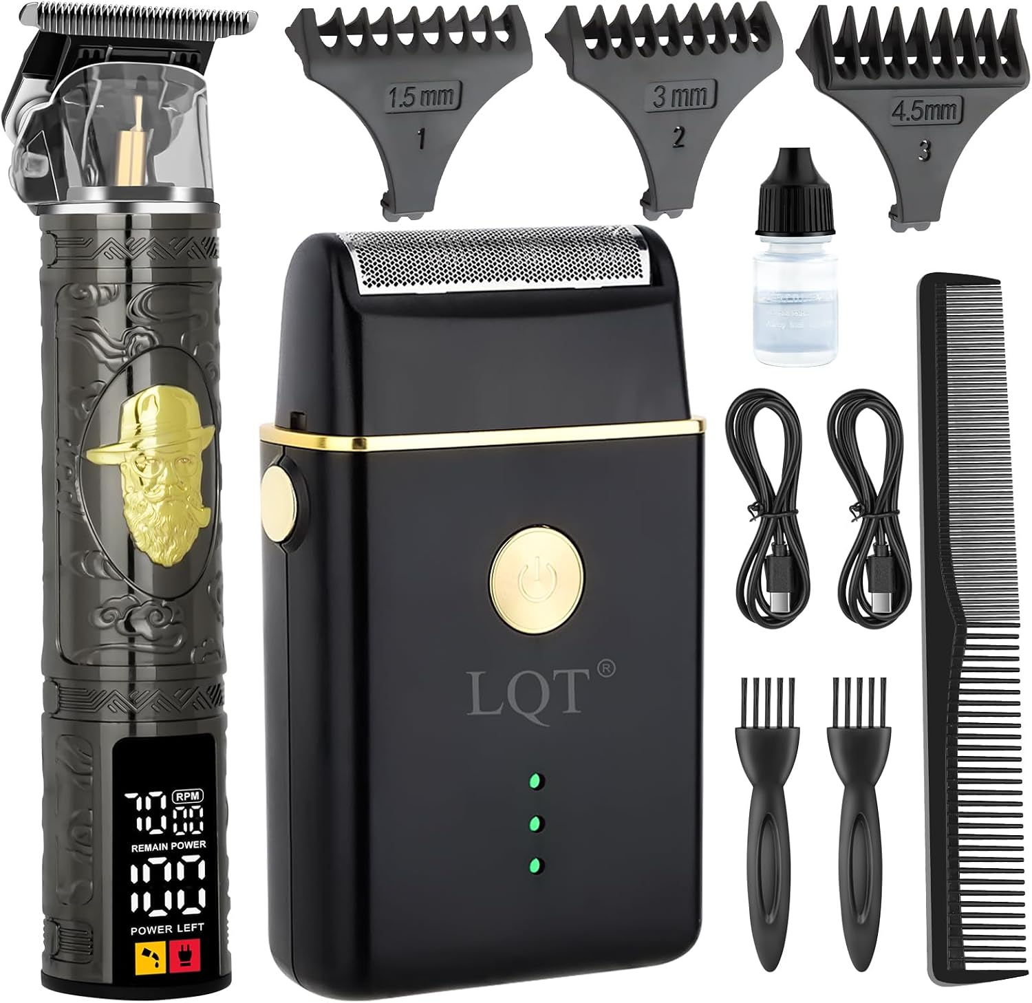 Hair Clippers for Men, Professional Hair & Beard Trimmer Kit, Rechargeable Barber Clipper Set, Complete Grooming Gift for Dad, Men for Christmas