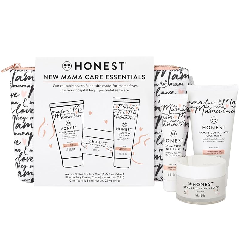 The Honest Company Conjunto presente New Mama Care com 3 itens e nécessaire reutilizável