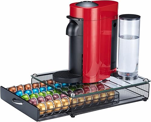 Miniatura 15 de FlagShip Vertuo Soporte de Cápsulas Cajón de Almacenamiento para Organizador de Cápsulas Nespresso Vertuo Bandeja con Estantes de Malla para Soporte
