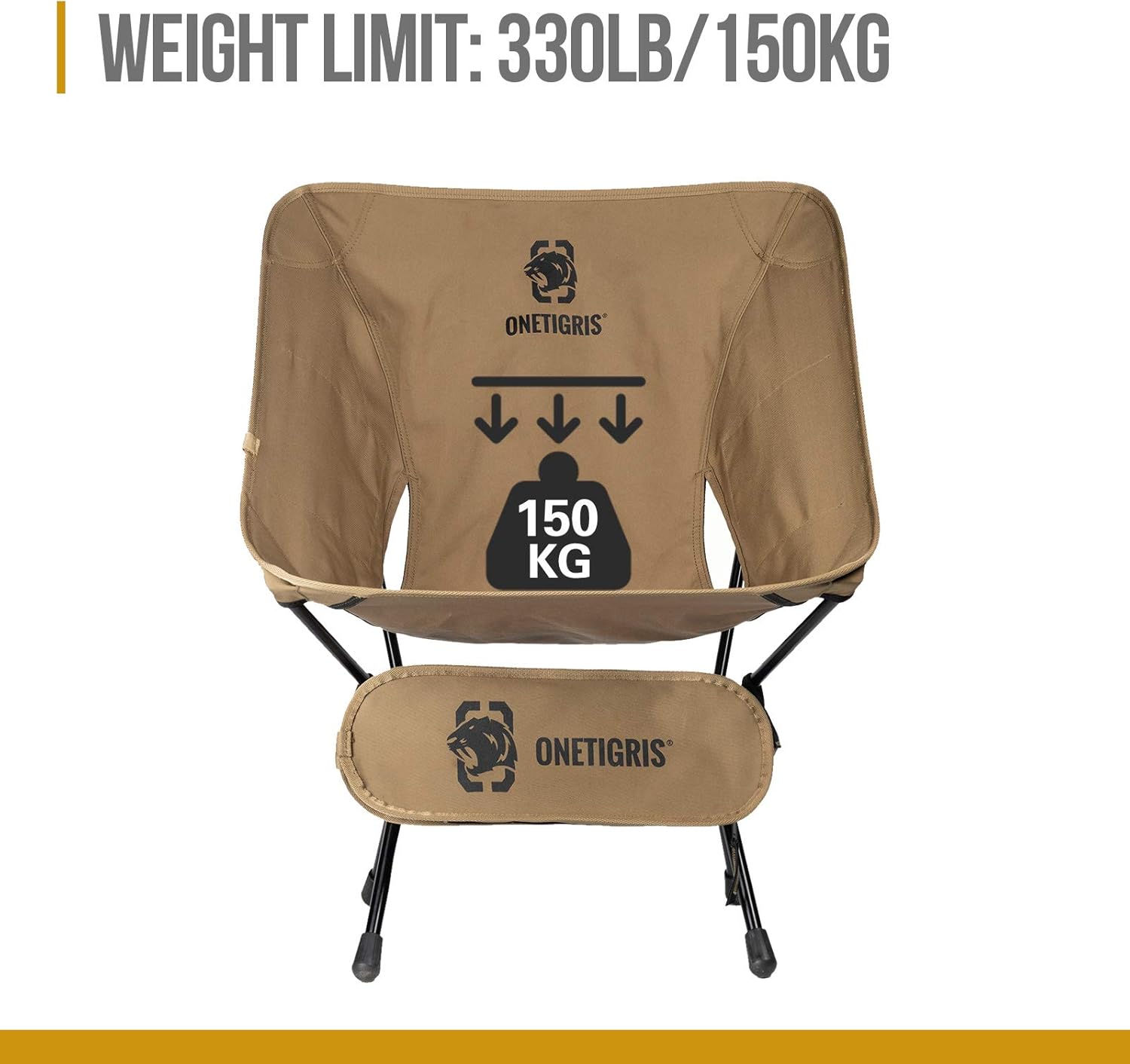 OneTigris Camping Backpacking Chair, 330 lbs Capacity, Heavy Duty Compact Portable Folding Chair for Camping Hiking Gardening Travel Beach Picnic Lightweight Backpacking : Sports & Outdoors