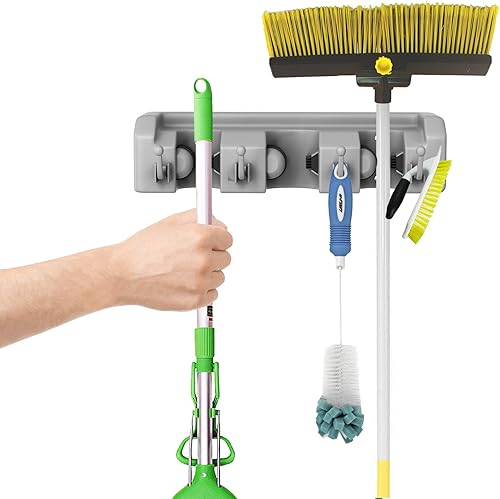 Miniatura 6 de Stalwart - Soporte para pala, rastrillo y herramientas con ganchos - Organizador de pared para garaje, armario o cobertizo - Para colgar