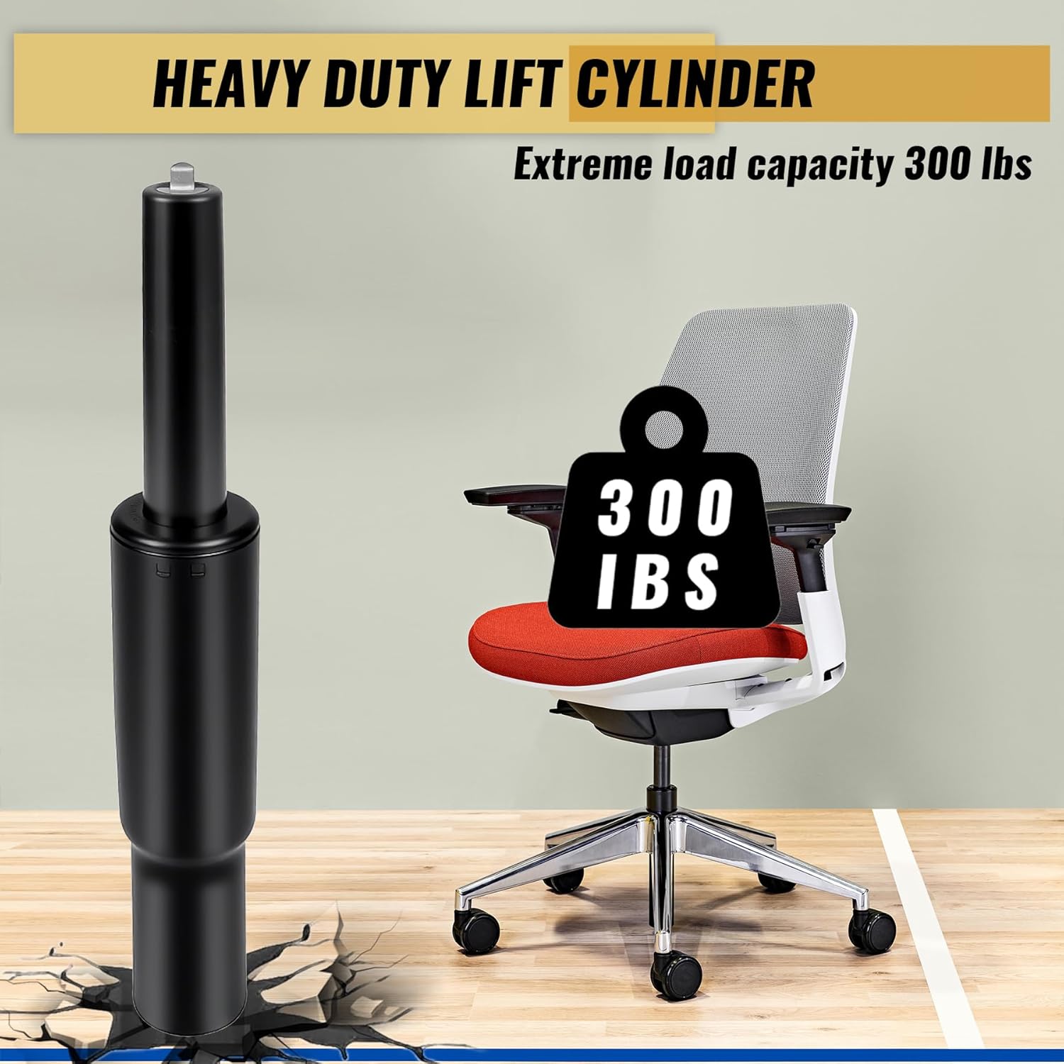 Office Chair Cylinder Replacement for Steelcase Leap V2 Office Chair, 4.5" Height Adjustment, 350N Load Capacity, Black