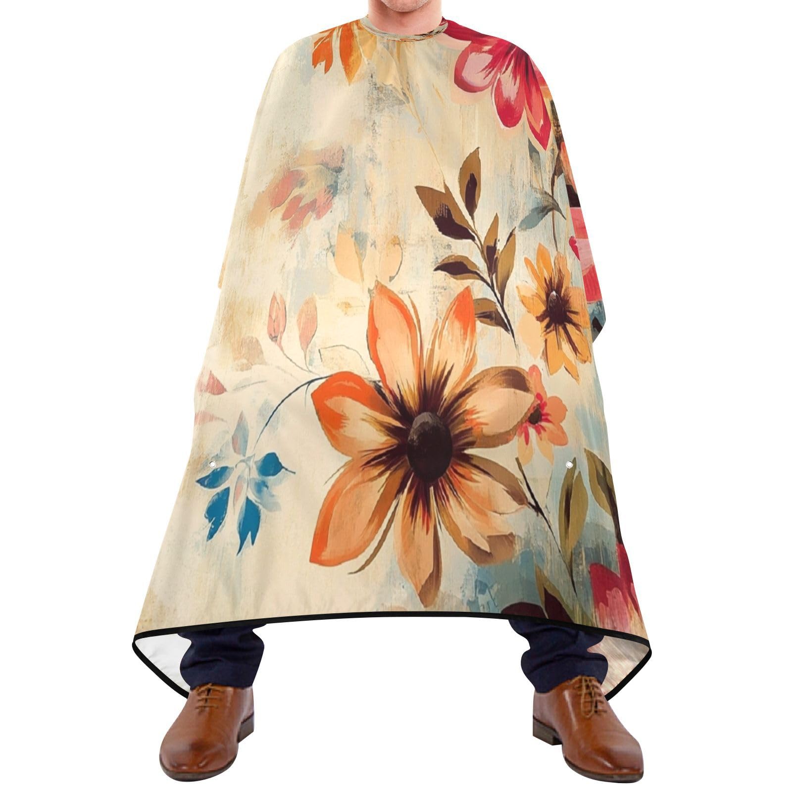 Kigai Colorful Flowers Hair Cutting Cape for Men & Women Waterproof Barber Cape Professional Hairdressing Salon Styling Apron with Adjustable Closure Snap