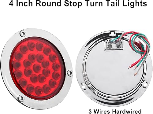 Miniatura 7 de Juego de 6 luces traseras LED redondas de 4 pulgadas, 4 rojas + 2 blancas de 4 pulgadas, luces traseras de marcha atrás LED redondas de 4 pulgadas,