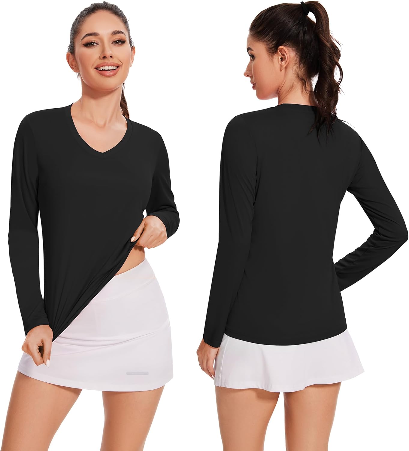 BALENNZ Long Sleeve Workout Shirts for Women V Neck Moisture Wicking Quick Dry Gym Athletic Top Shirts - Image 2