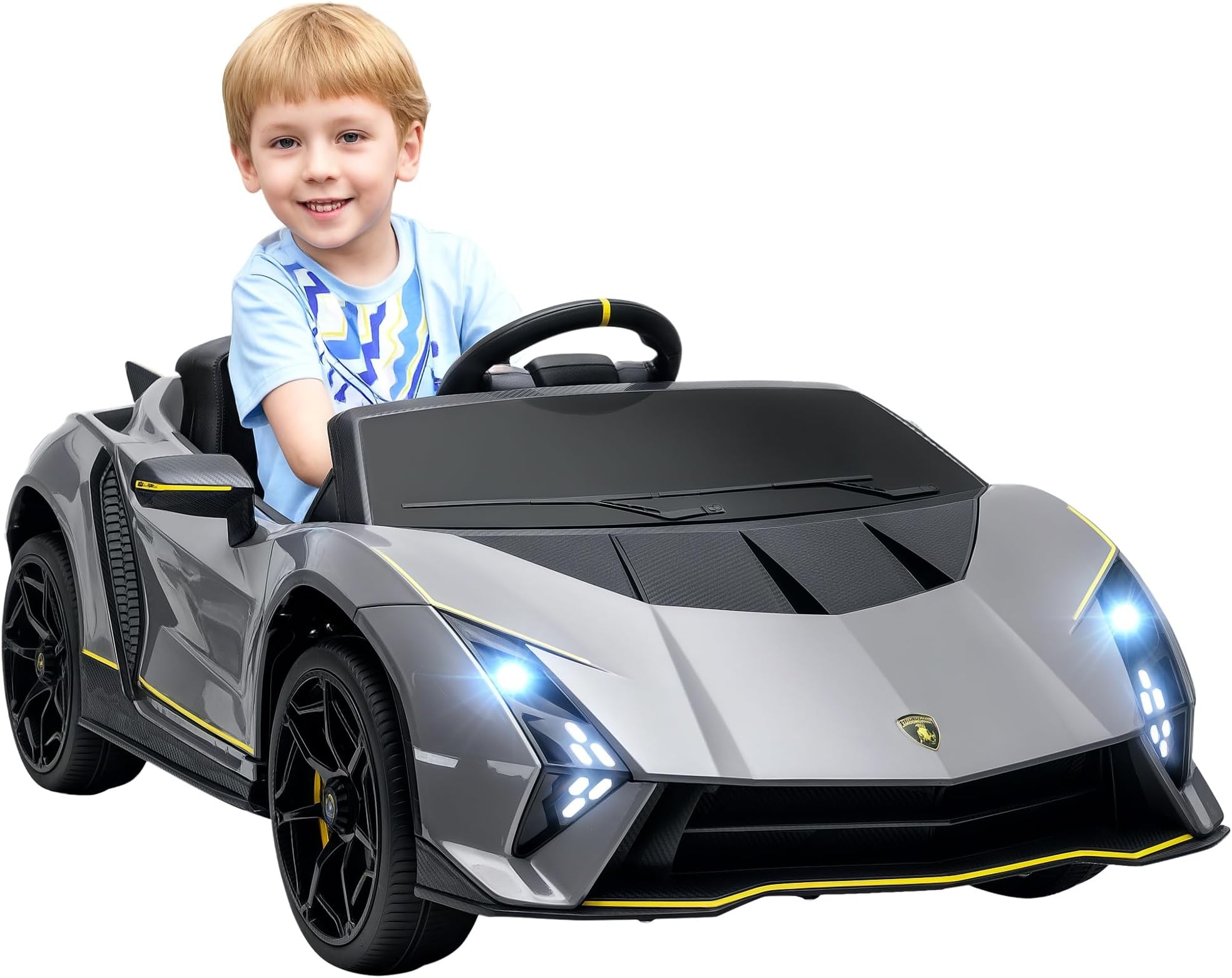 AIYAPLAY 12V Lamborghini Autentica Licensed Kids Electric Car Grey