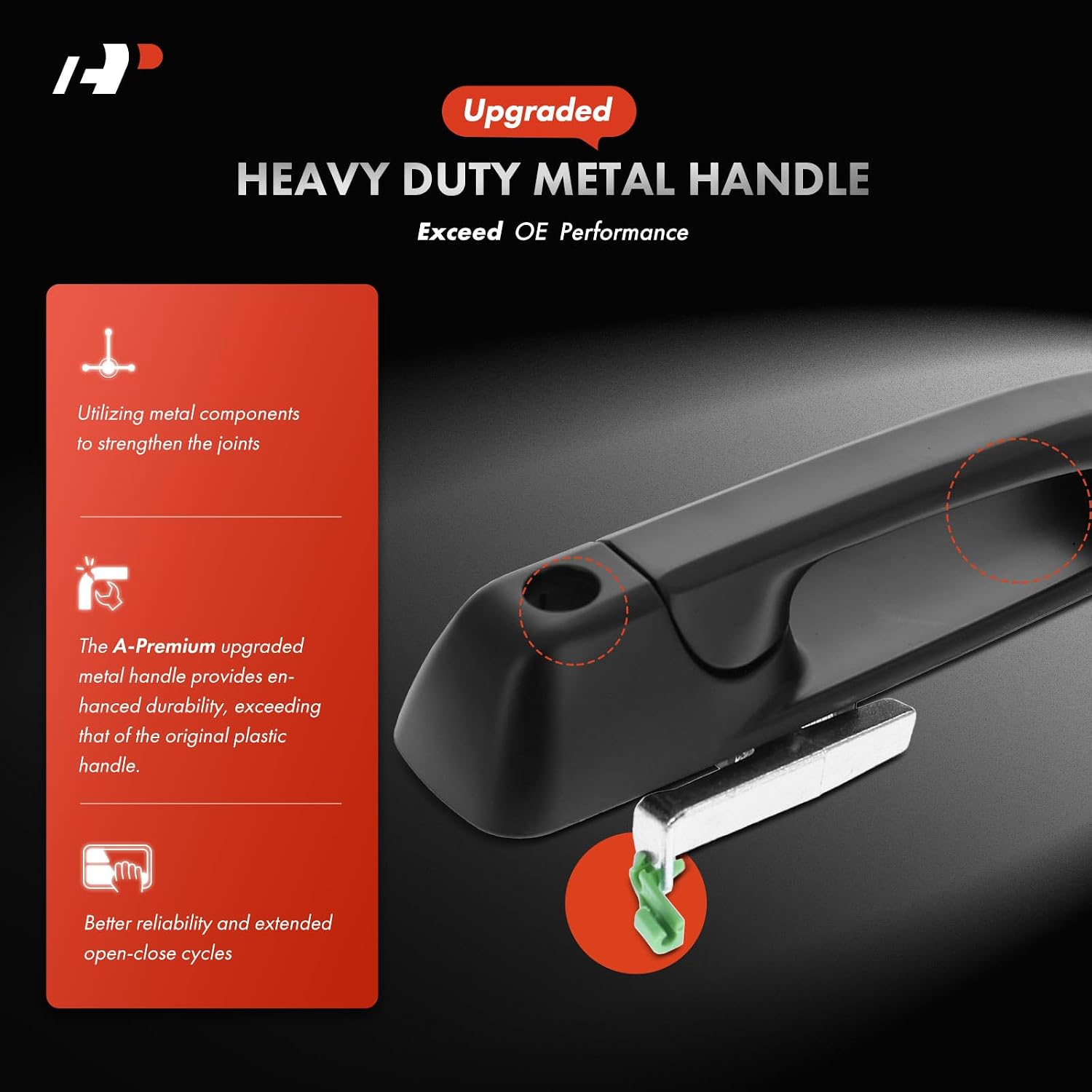 A-Premium Front Left Driver Side Upgraded Metal Exterior Door Handle with Keyhole Compatible with Ram 1500 2500 3500 2011-2018 & Dodge Ram 1500 2009-2010, Ram 2500 3500 2010, Primed Black
