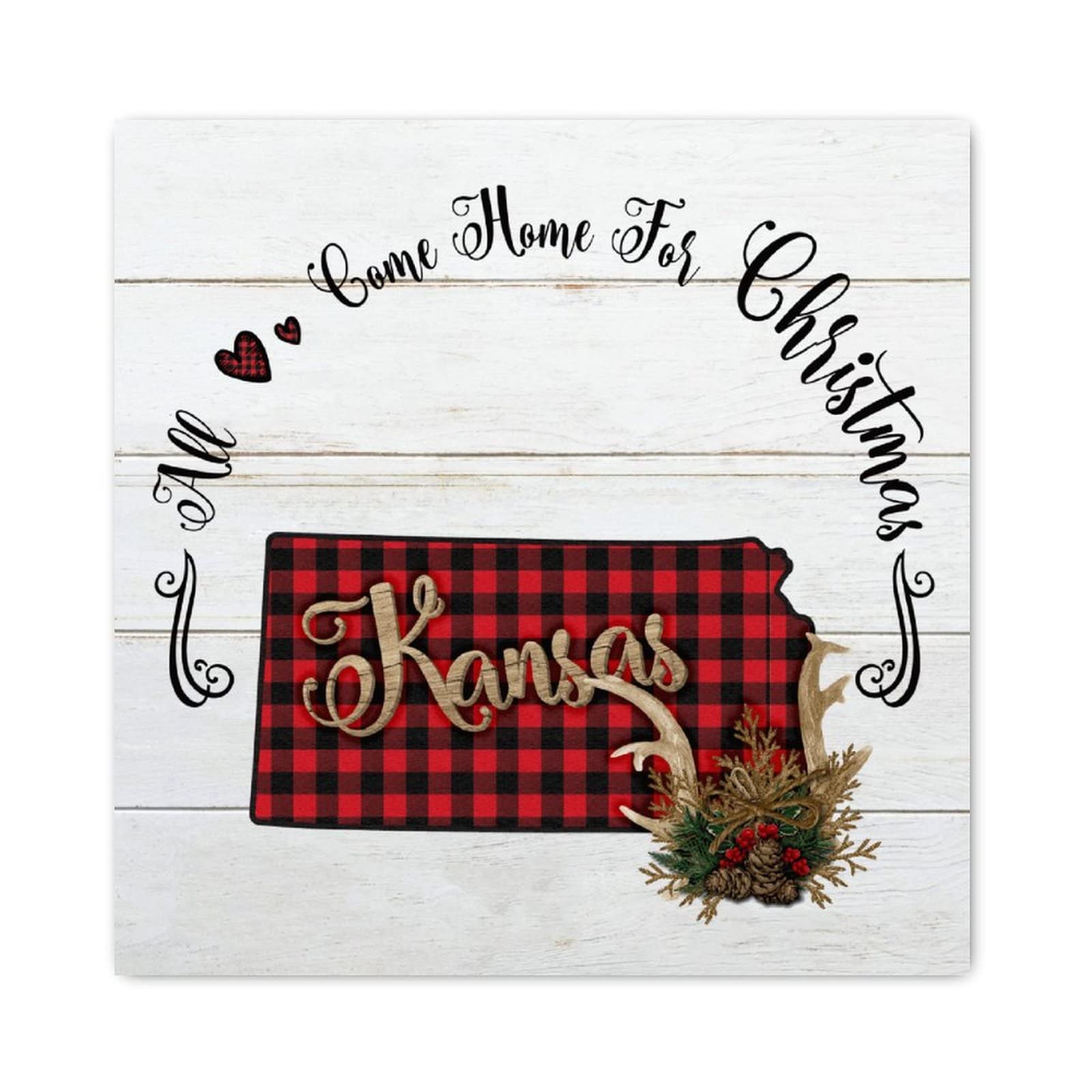 Panneau de Noël en bois suspendu déco salon cuisine 30cm