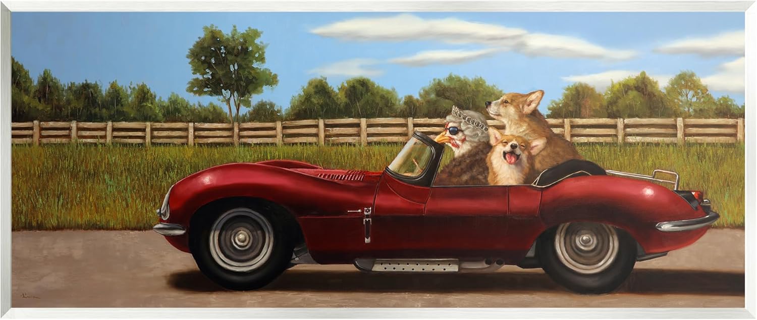 Stupell Industries Animals in Sports Car Wall Plaque Art Design by Lucia Heffernan