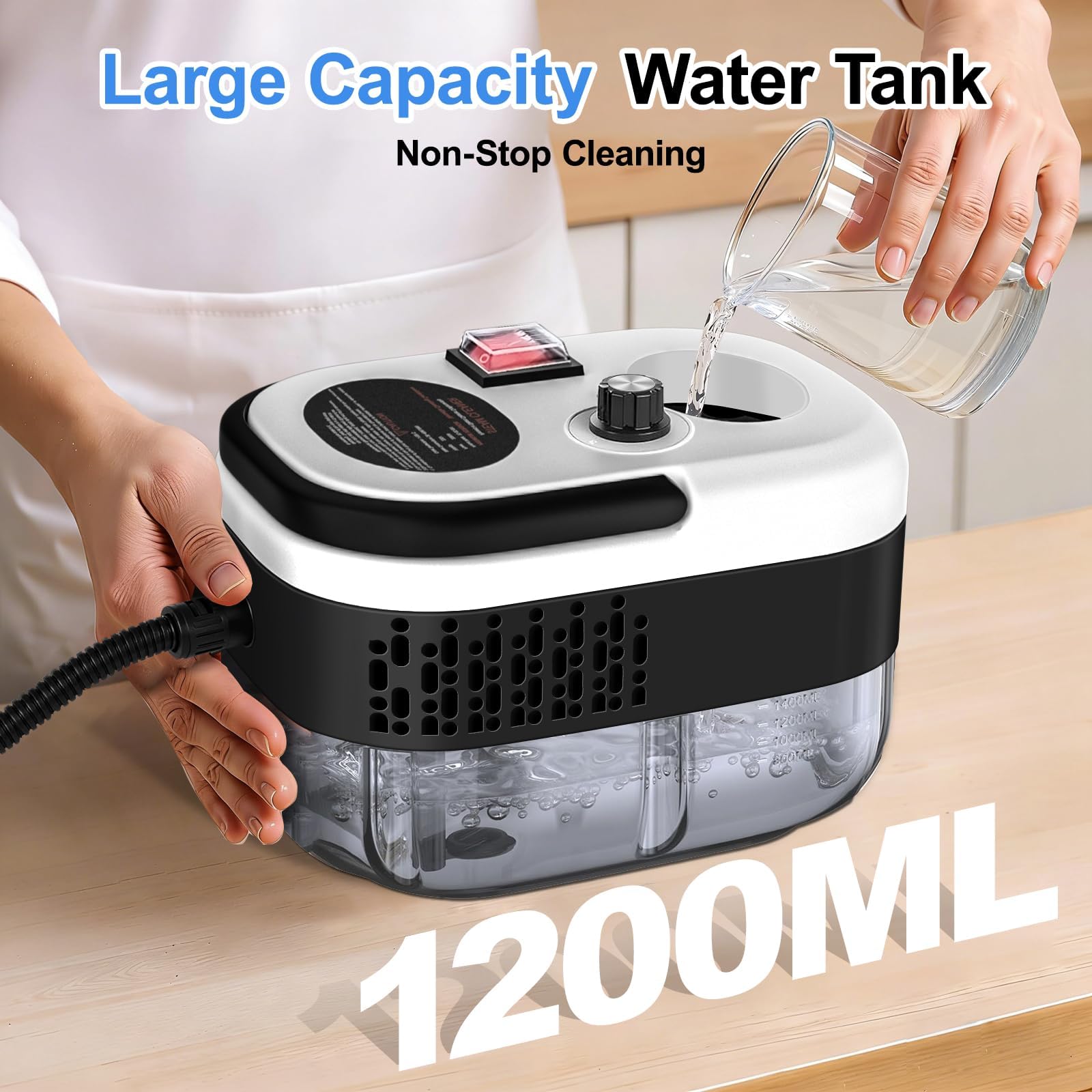 Dampfreiniger für Boden & Bad, 30s Aufheizzeit, 1200ml Tank, 20 Zubehör