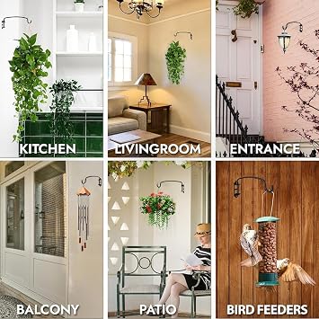 12 Inches Plant Hanger Bracket Wall Mounted Hooks for Hanging Bird Feeder, Flower Bracket, Anti Rust Metal Lanterns (2)