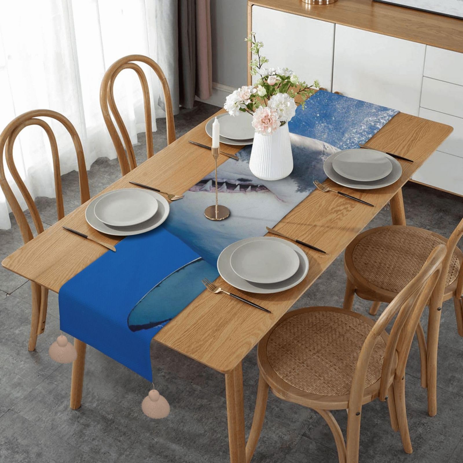 Chemin de table requin lin déco table automne fête mariage 35x152cm