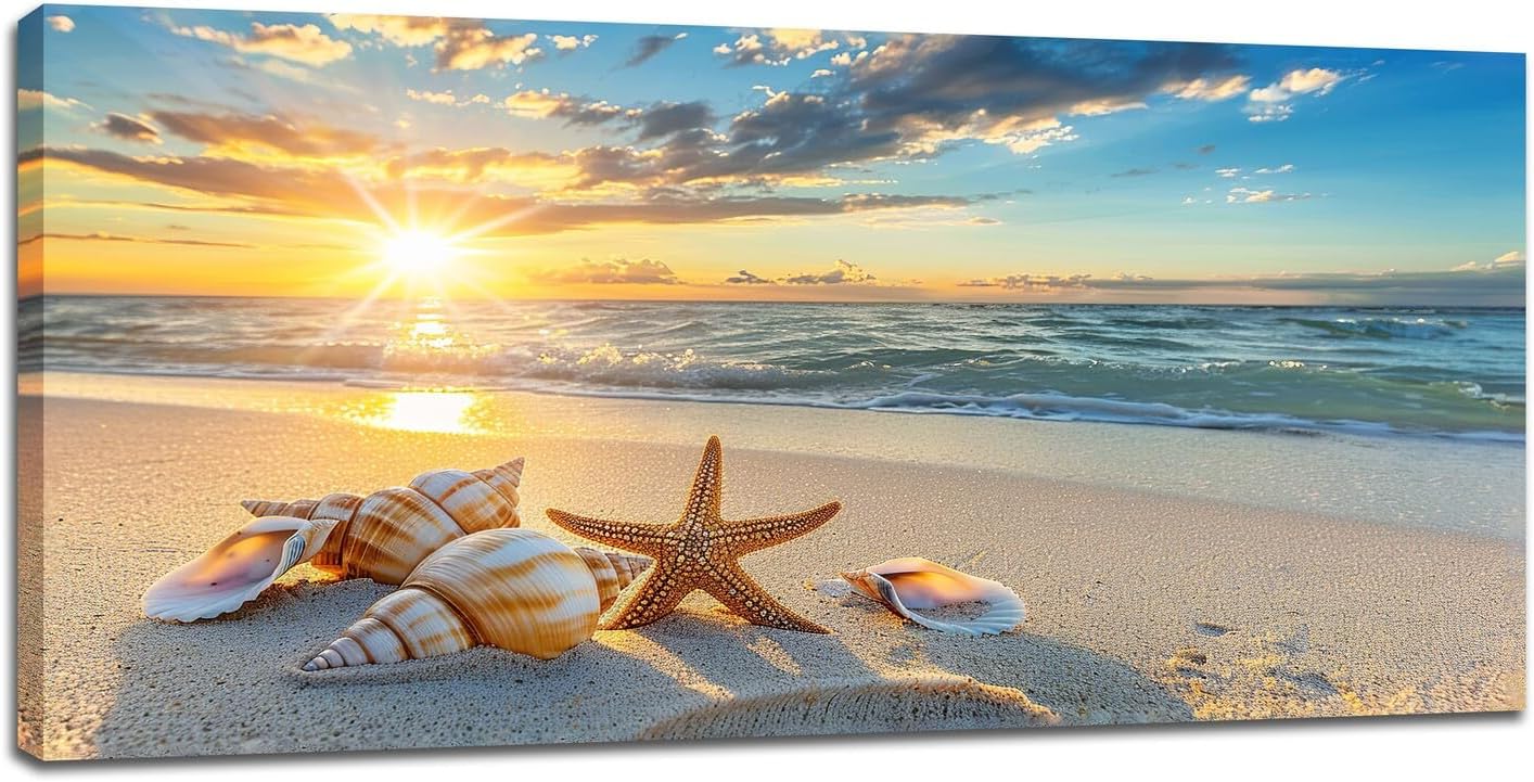 Wosabee Large Beach Wall Art for Living Room Sunrise