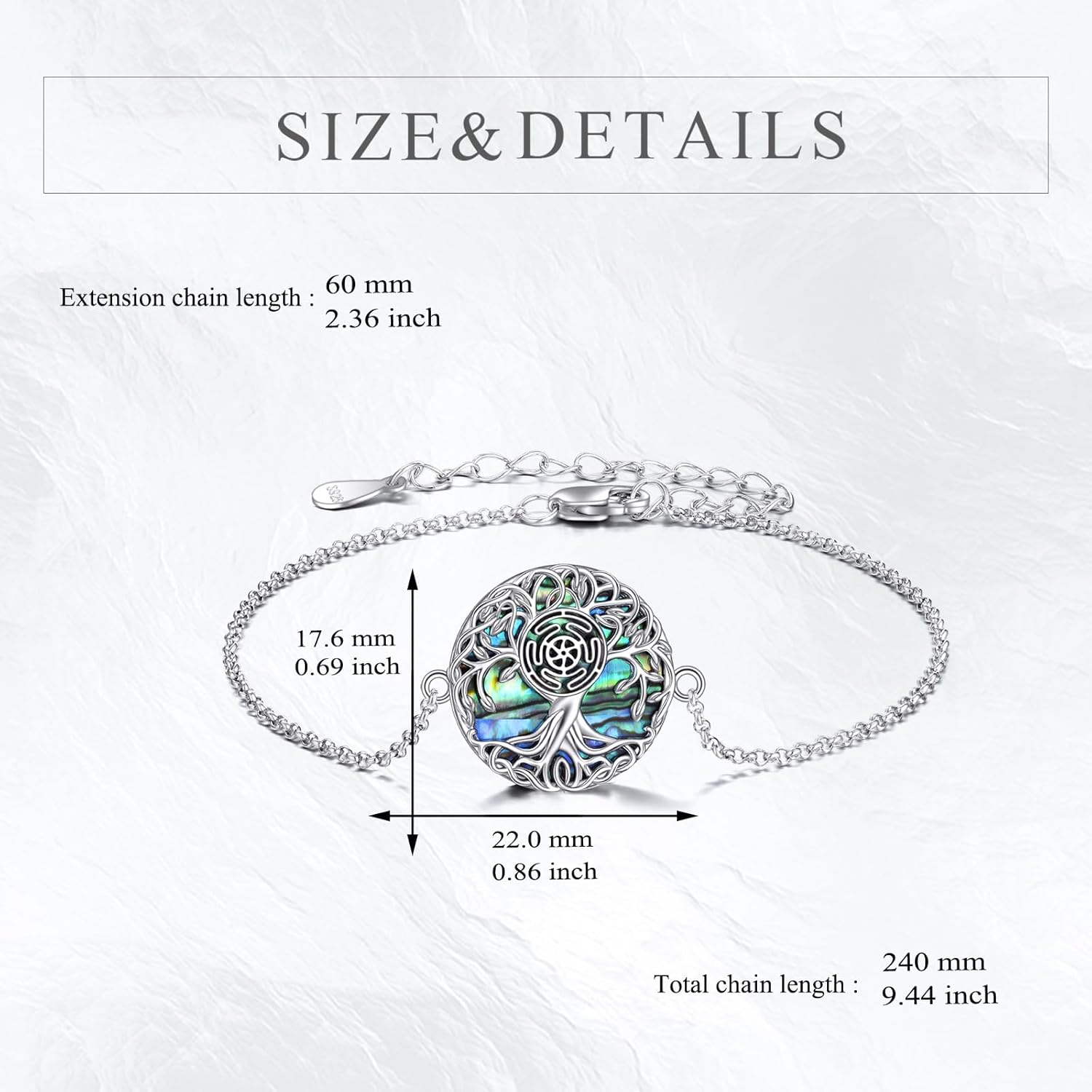 YFN Tree of Life Bracelet Sterling Silver Abalone Shell Tree of Life Bracelet Jewelry Gifts for Women - Image 4