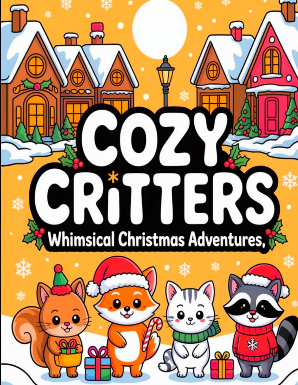 Cozy Critters: Whimsical Christmas Village Bold and Easy Holiday Coloring Pages for Kids 3-8 — 80+ Tear-Out Pages with Hidden Objects & Calming Scenes (No Santa, Just Magic!)