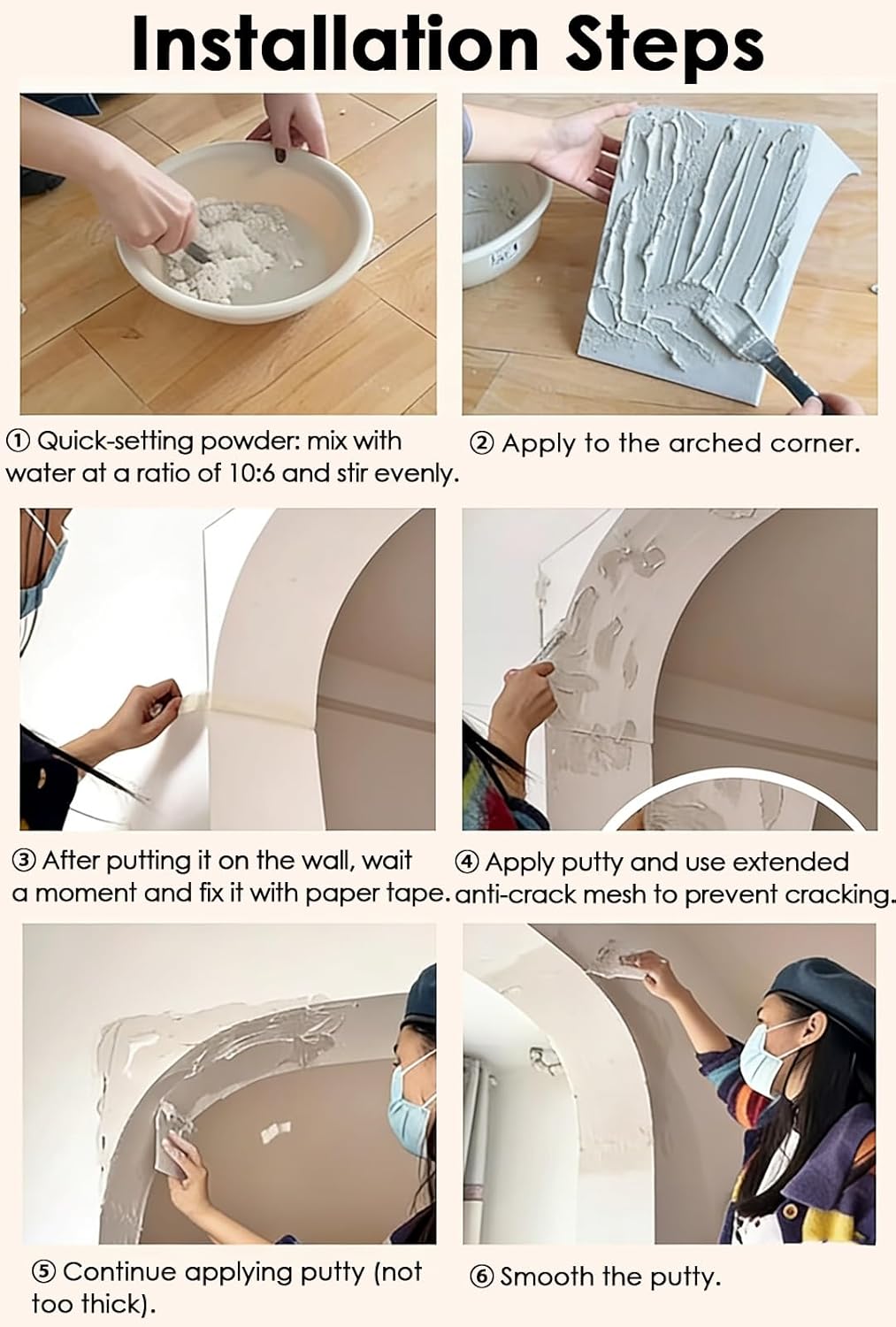 Foam Customizable Arch Doorway Kit 2 Pack Precurved Half Circle Wall Molding Lightweight Decorative Trim for Home Cafe Office Restaurant Renovations 21x21x21cm 8.3x8.3x8.3cm