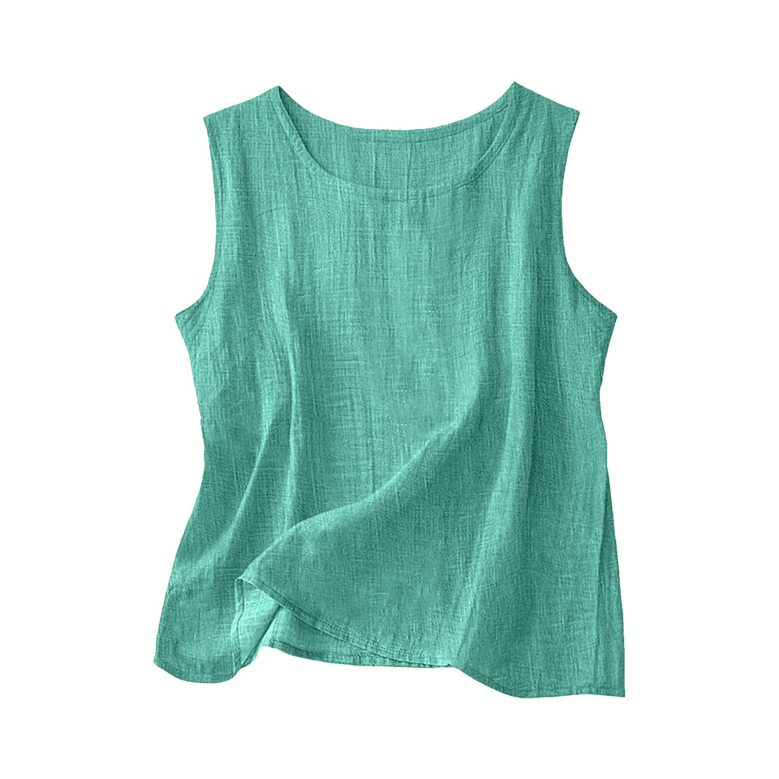 Linen Shirts for Women Linen Crewneck Tank Tops 2026 Spring Summer Beach Sleeveless Tops 2026 Fashion Vacation Shirts — view 13