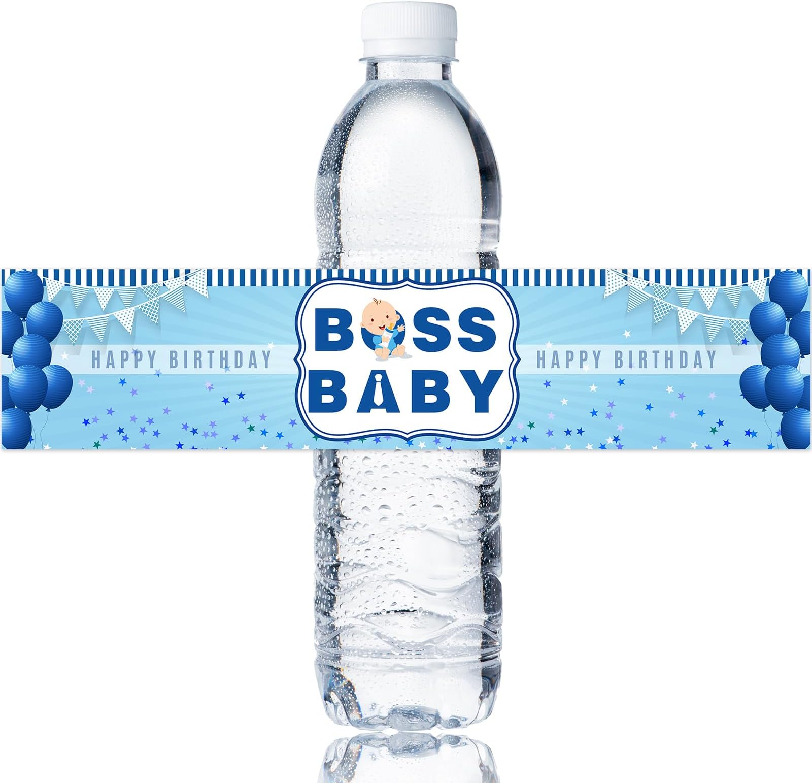 Maicaiffe Boss Boy 1st Birthday Water Bottle Stickers, Baby Shower Water Bottle Label, Gender Reveal Party Decorations, Gender Reveal Party Stickers Supplies 32 Stickers