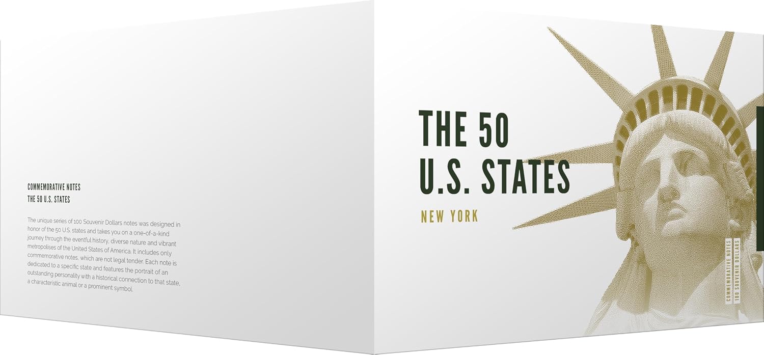 IMPACTO COLECCIONABLES | New York Souvenir Dollar Note – Novelty Collectible Banknote with UV Details (Not Legal Tender), Part of The 50 U.S. States Commemorative Collection