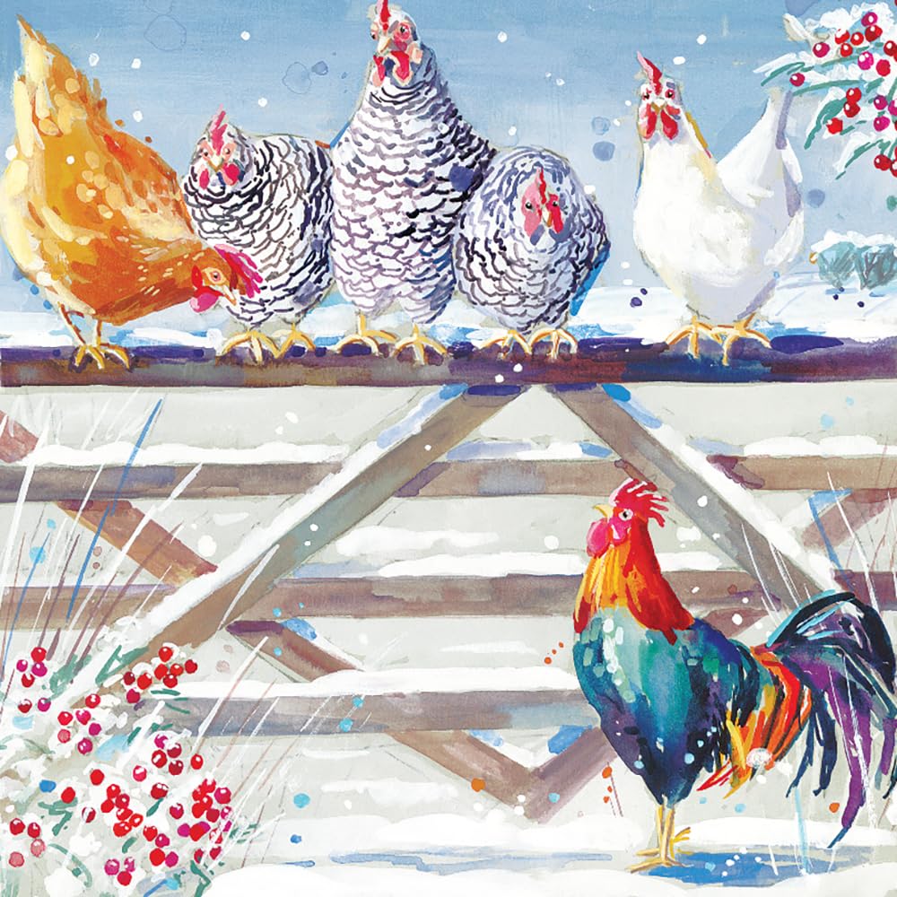 Ling Design Wildlife Watercolour Art Pack of 6 Christmas Cards, Premium Board