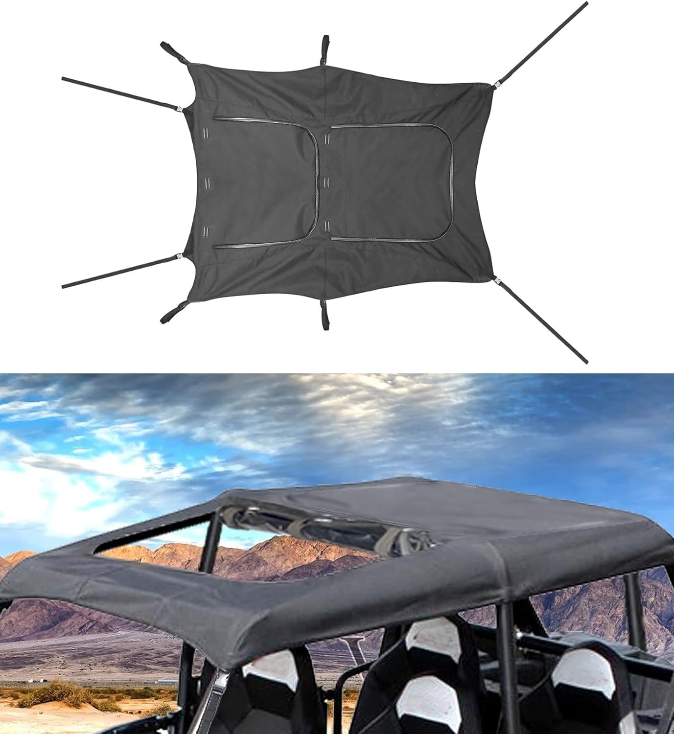 Goldfire Overhead Storage Bag Center Roof Top Map Bag Tool Gear Bag, RZR Soft Top Roof Convertible RZR Canvas Roof Top Sunroof Fits for 2015-2019 Polaris RZR 4 900/XP 4 1000/Turbo Accessories 4 Seater