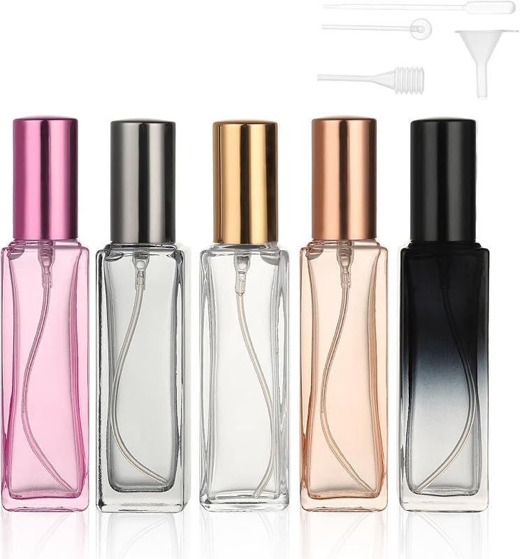 RAMFIYN Conjunto com 5 Frascos de Perfume Recarregáveis de Vidro 20 mL com Kit de Enchimento