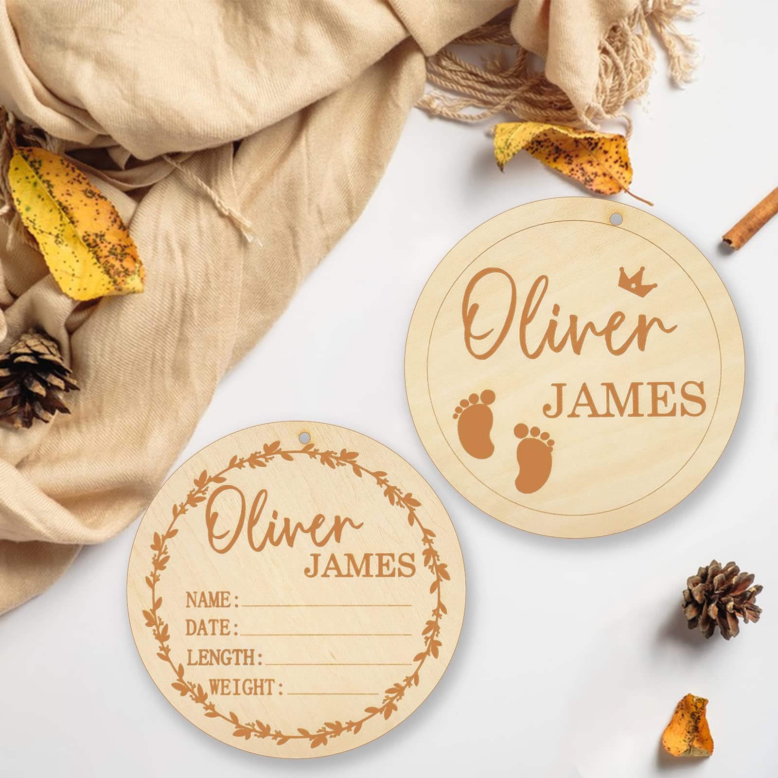 Baby Birth Announcement Sign, Newborn Announcement Sign for Hospital, Custom Baby Name Sign, Personalized Laser Engraved Wooden Name Announcement Sign Baby Shower Gifts