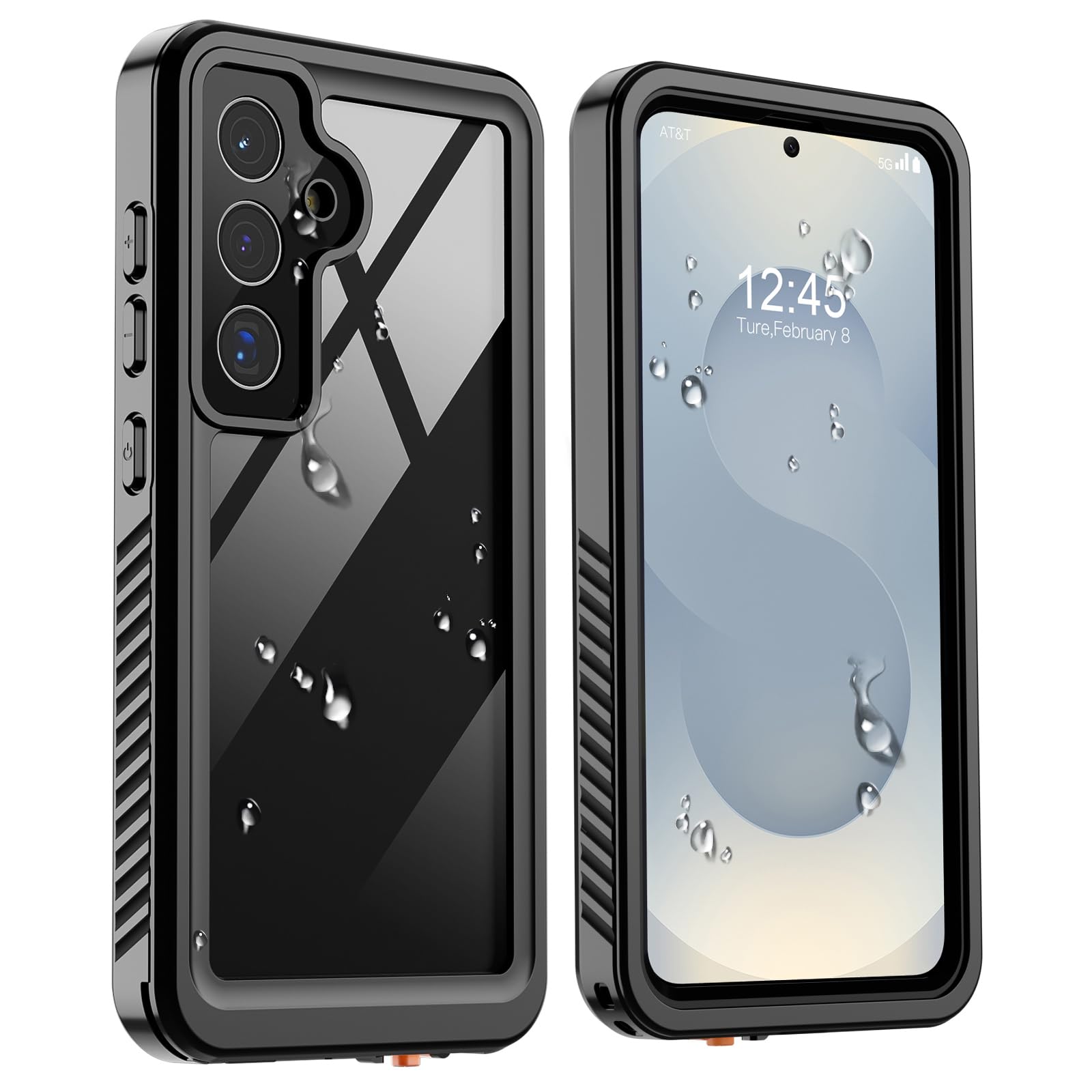 zapica Designed for Waterproof Samsung Galaxy S25 Case, Black/Clear | IP68 Waterproof, Built-in Camera and Screen Protector, Military Grade Drop