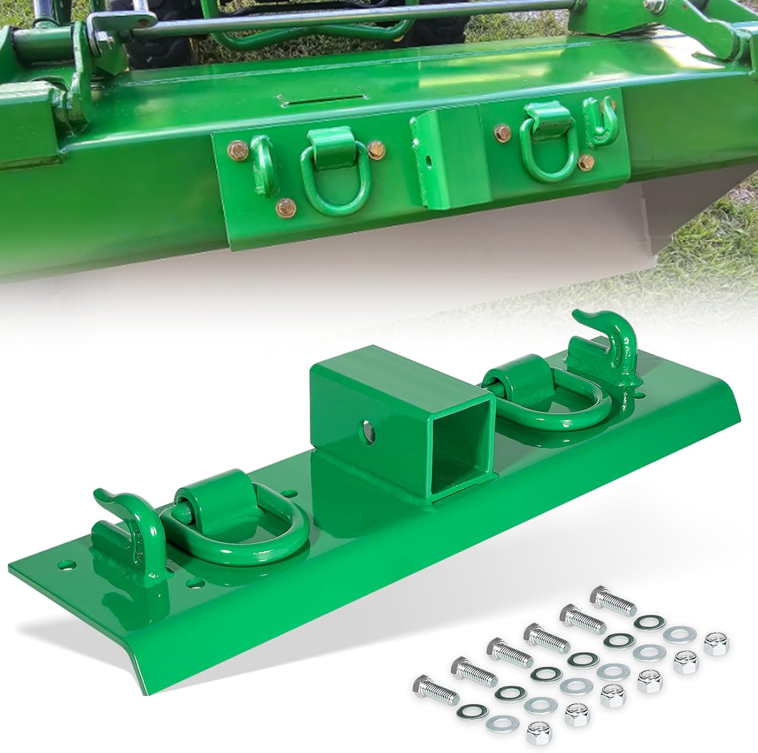Heavy duty bolt-on tractor grab hooks for 2" receiver