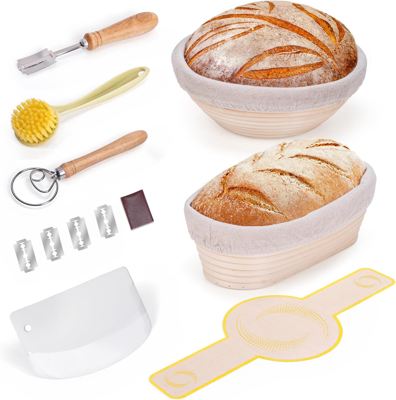 Gärkörbchen Rund & Oval 2stk Gärkorb Rattan Bambuskorb für Brot und