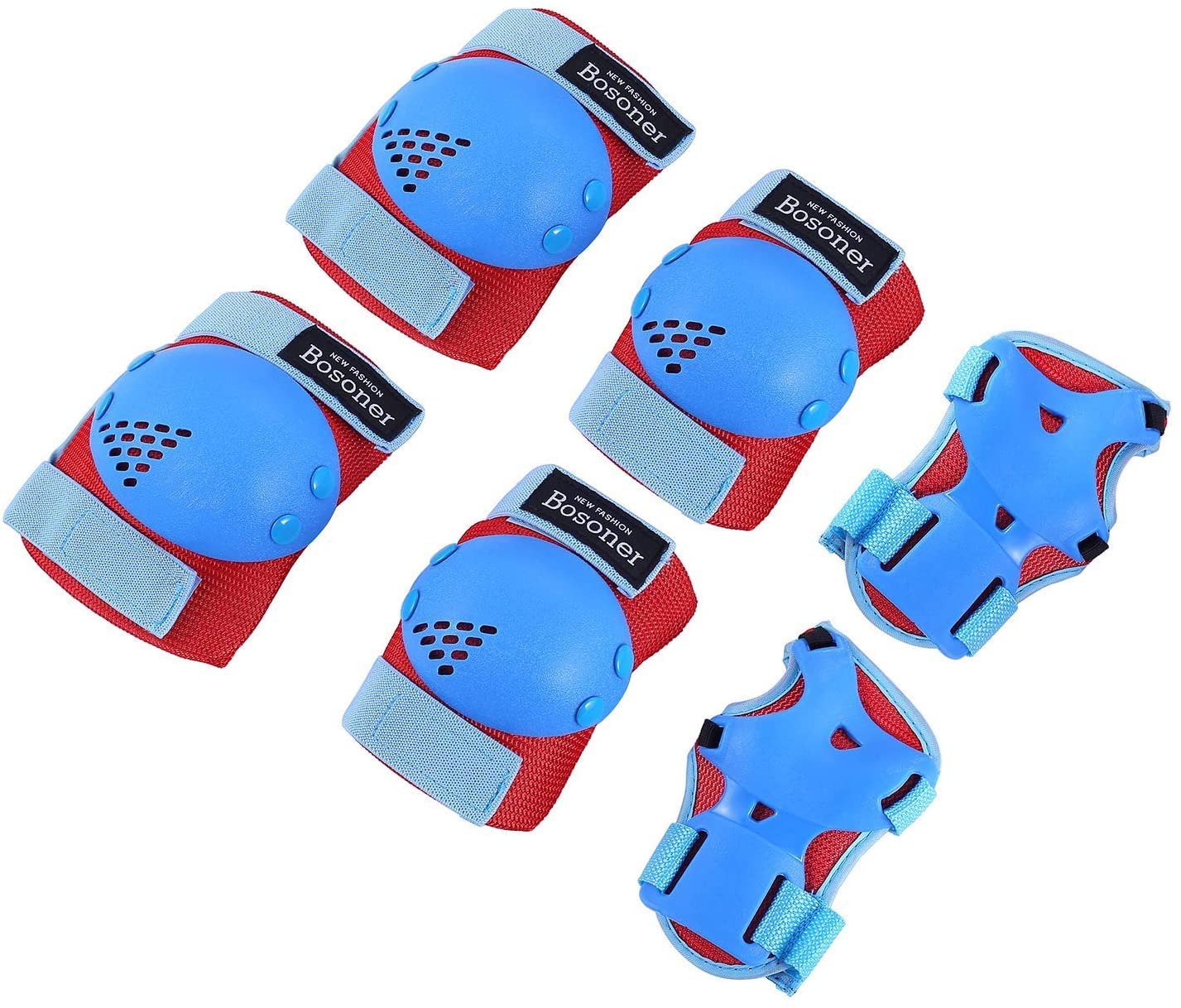 BOSONER Knieschoner Kinder Schoner Inliner Protektoren 6er Set Schützer Inliner Inline Skates Knie Und Ellenbogenschützer Schutzausrüstung Knieschützer Skateboard
