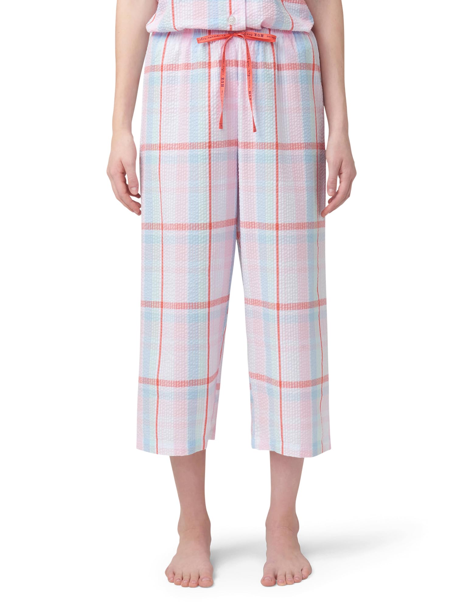 HUE Women's Summer Vacation Pajama Separates, Soft, Whimsical Print Pjs with Tropical Beach Themes, Flip Flops, Cocktails