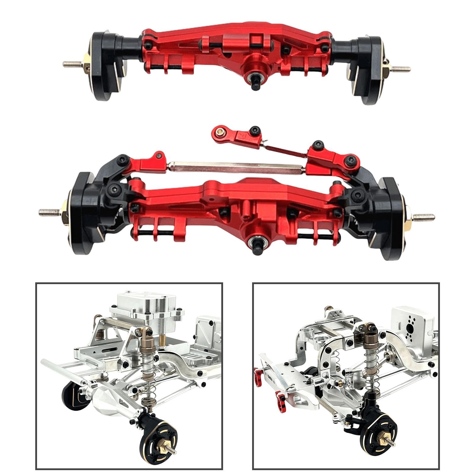 Ejes para Coches RC, Ejes Delanteros Y Traseros, Accesorios de Montaje, Aluminio Y Hierro Mecanizados con Precisión CNC, Fácil Instalación, Actualizac, Rojo