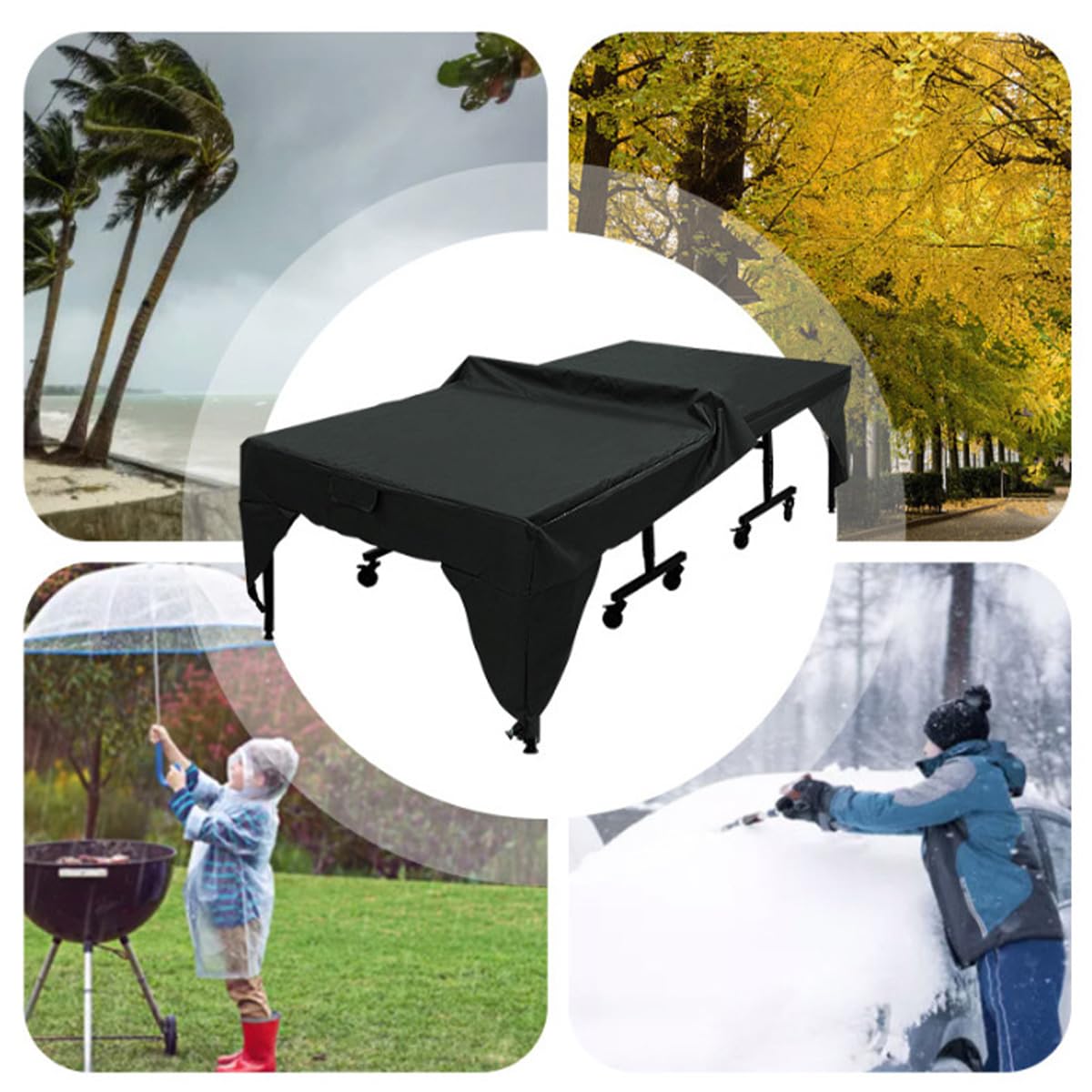 Housse de Protection pour Table de ping-Pong, imperméable, pour Table de ping-Pong d'extérieur, Anti-poussière, Noire, 280 x 153 x 73 cm