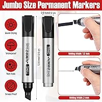 Vista 3 de Fuutreo 32 Pcs Jumbo Permanent Markers Bulk Large Chisel Tip Permanent Markers Waterproof Jumbo Pens Quick Drying Office Supplies(Black)