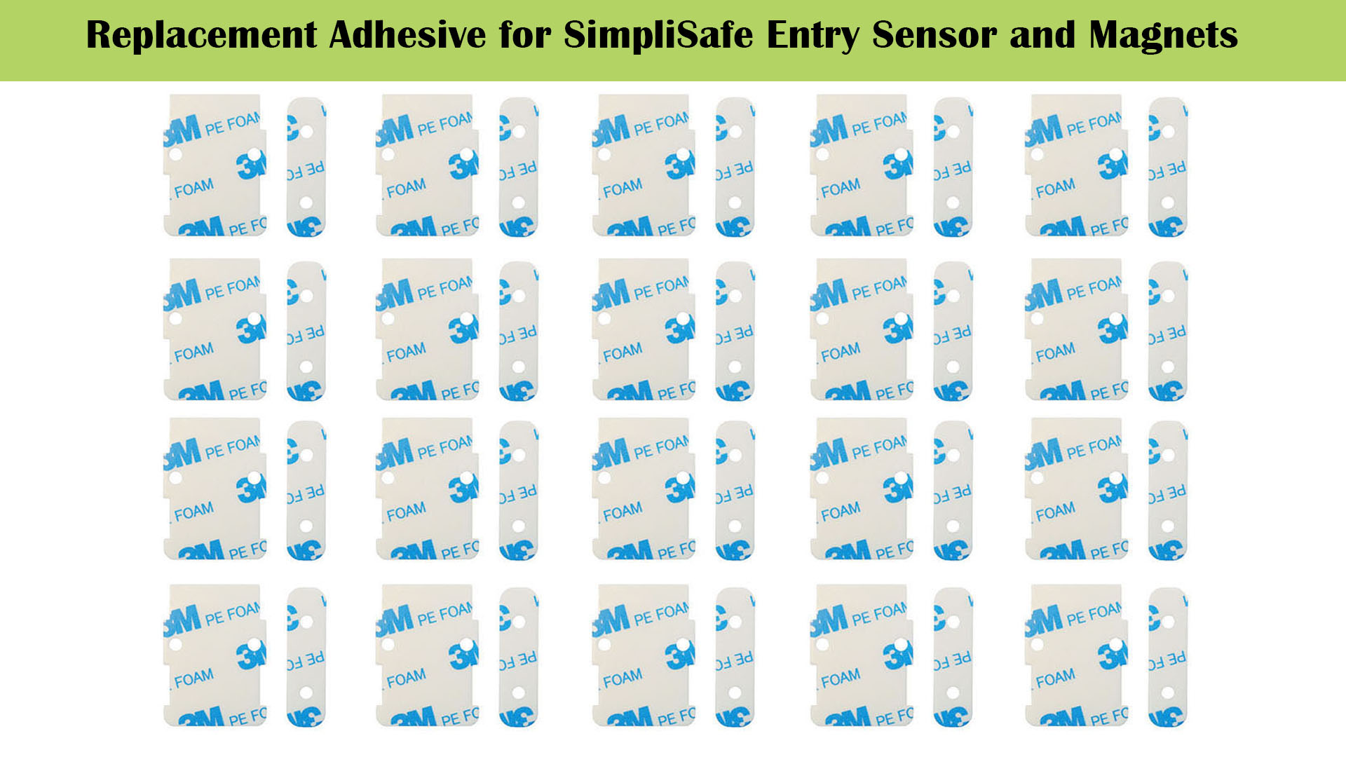 Image of Replacement Adhesive for SimpliSafe Alarm Entry Sensors and Magnets - 20 Pre-Cut Adhesives for Sensors & 20 for Magnets - No Cutting Needed, Easy to Install - Secure & Durable Hold