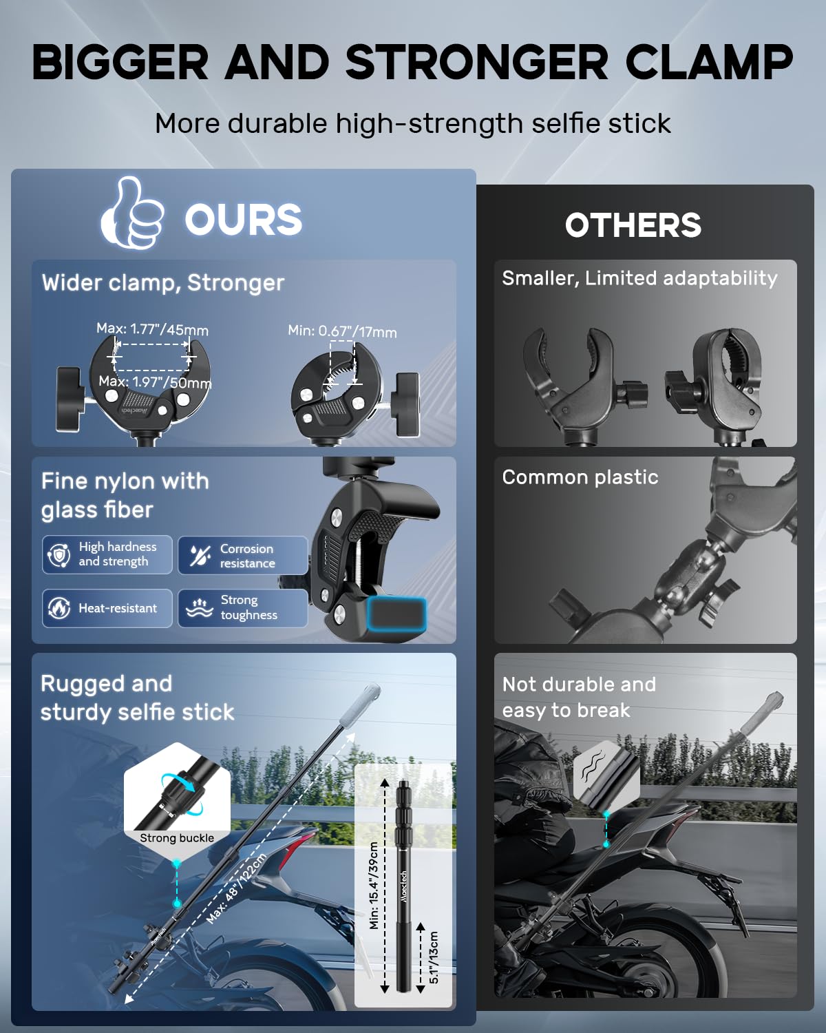 Uchwyt Kamery Motocyklowej Akcesoria do Insta360 X5/X4 do GoPro | Zestaw motocyklowy, uchwyt kierownicy kamery do Osmo Action, stojak rowerowy do Insta360 X5 do zdjęć studyjnych i plenerowych