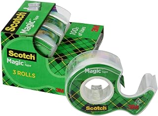 Scotch Magic Tape, 3 Rolls (3/4 in x 300 in), Invisible Matte Finish, Writable, Photo-Safe, Resists Splitting and Tearing – Ideal for Home, Office and School