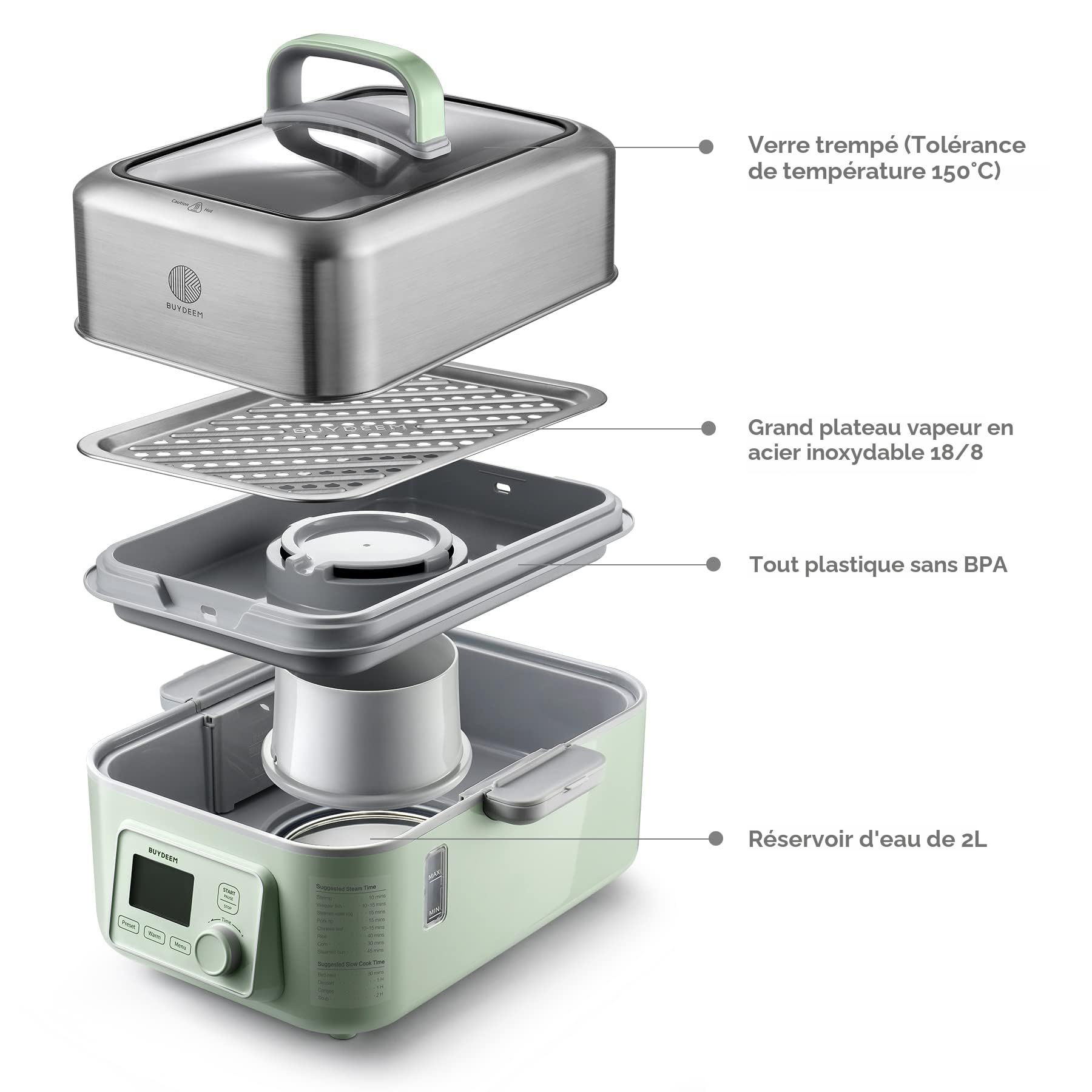 BUYDEEM Cuiseur Alimentaire Numérique Multifonction Pour La Cuisson Capacite De 5 L Avec Casseroles Et Plaque En Ceramiqu Cuiseu