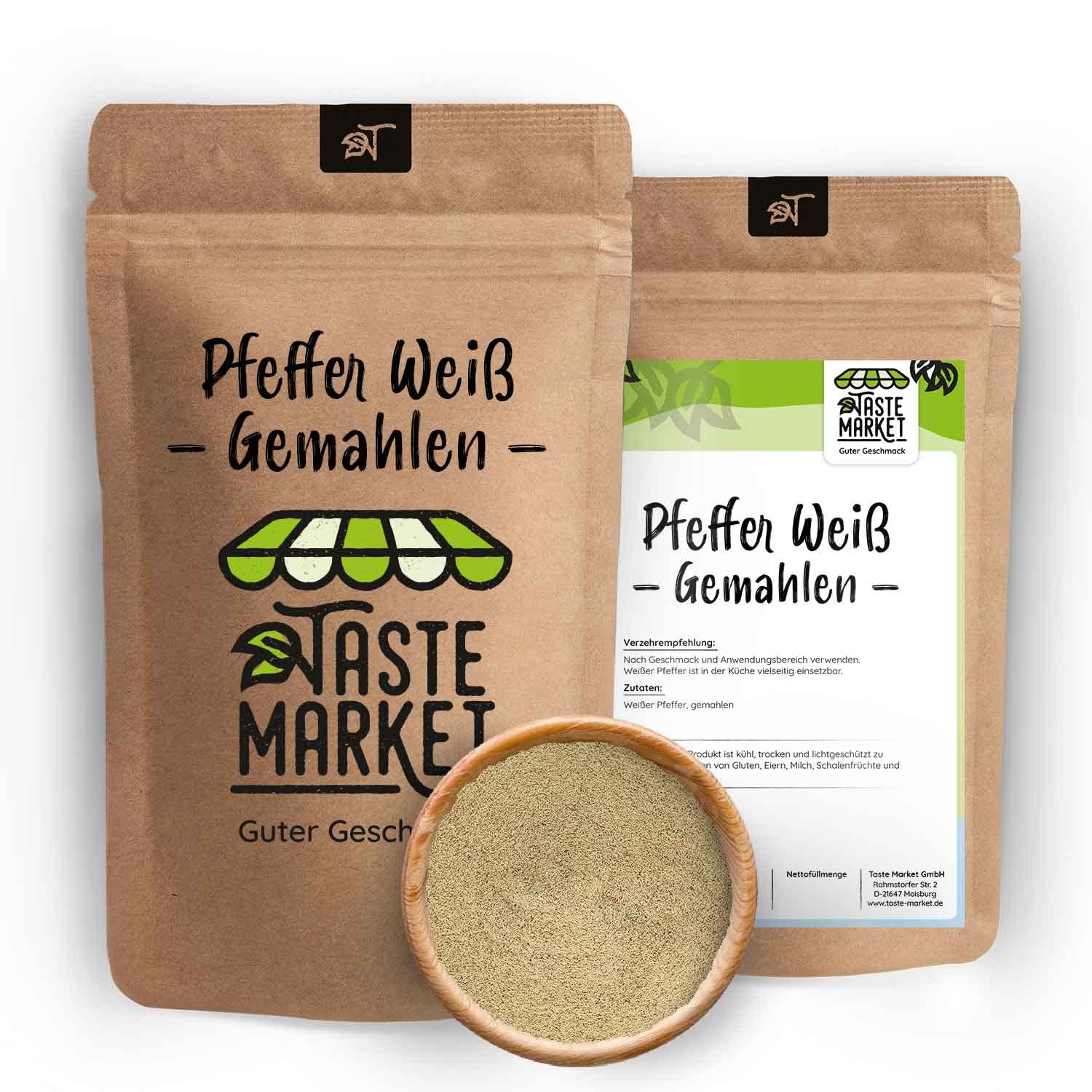 1 kg Pfeffer weiß gemahlen | Pulver | Gewürz | weiße Pfefferkörner gemahlen | Universalgewürz | weißer gemahlener Pfeffer