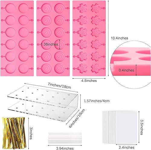 Miniatura 2 de Juego de moldes de silicona para tartas, kit para hacer paletas de 36 cavidades, 100 palitos para tartas, soporte acrílico de 15 agujeros para