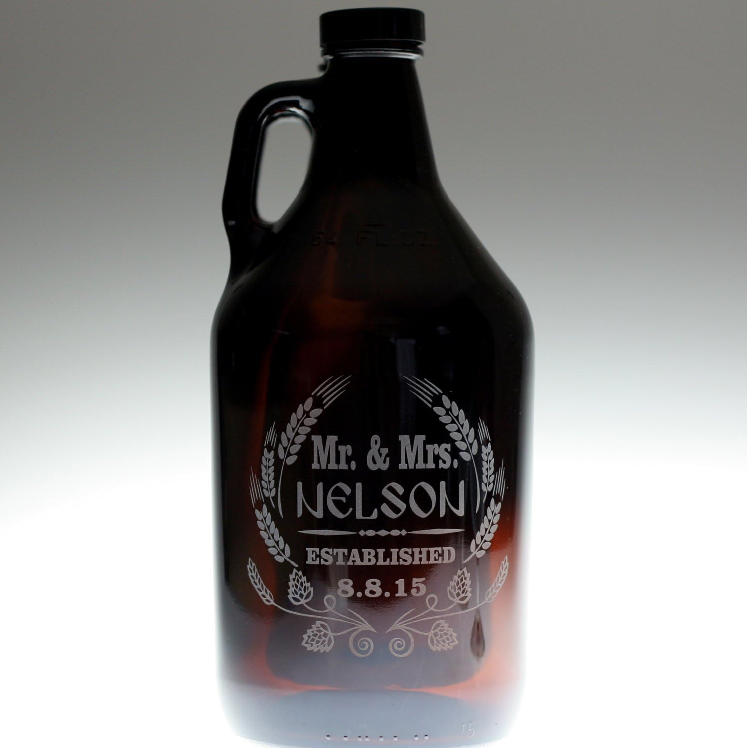 Glass Blasted Personalized Engraved Wedding Gift of Beer
